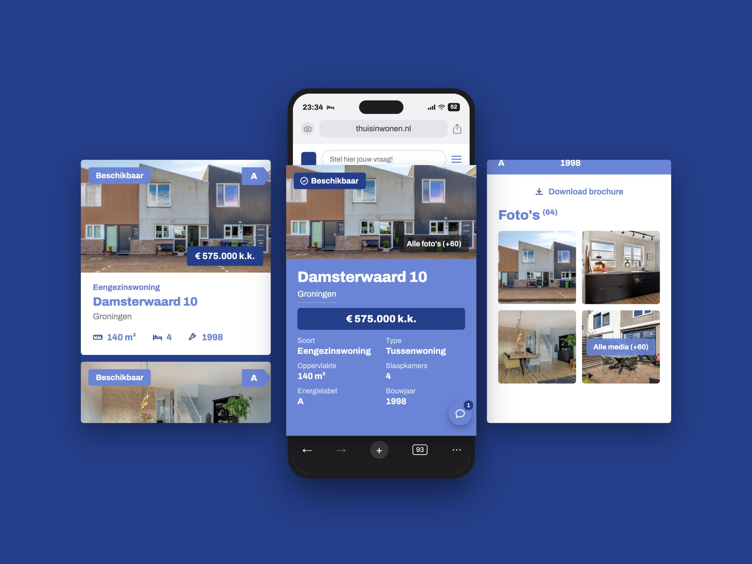 Voorbeeld van de eigen woningwebsite die Thuis in Wonen voor elke woning in de verkoop maakt.